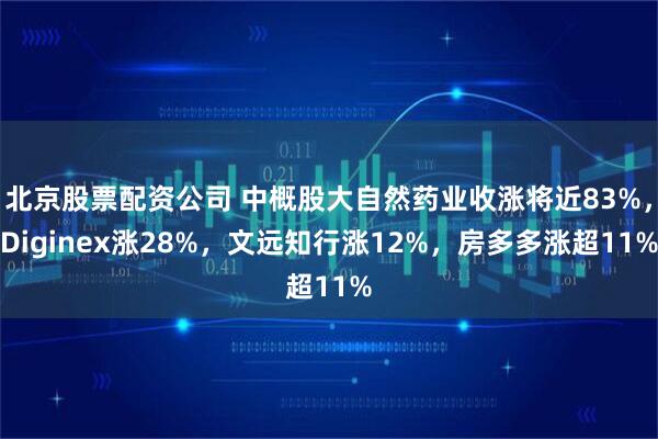 北京股票配资公司 中概股大自然药业收涨将近83%，Diginex涨28%，文远知行涨12%，房多多涨超11%
